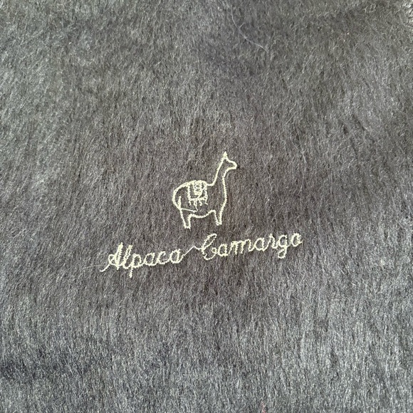 Alpaca Camargo Navy Blue Fringe Scarf - Picture 3 of 7